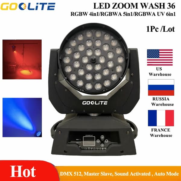 LED Moving Head Light, 400W Effekt, 16 DMX Kanaler, RGBW Farveblanding,RGBWA 6in1, 1 Lys
