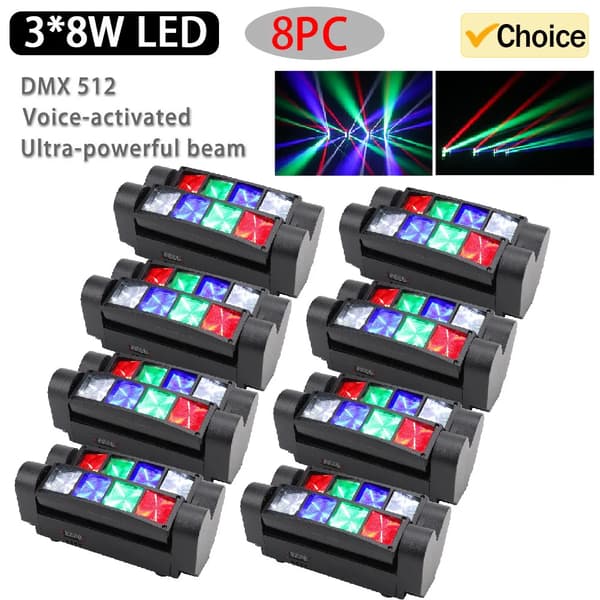 Spider Stage Lights, DMX512/Lydkontrol, 40W Effekt,EU stik, 8PCS
