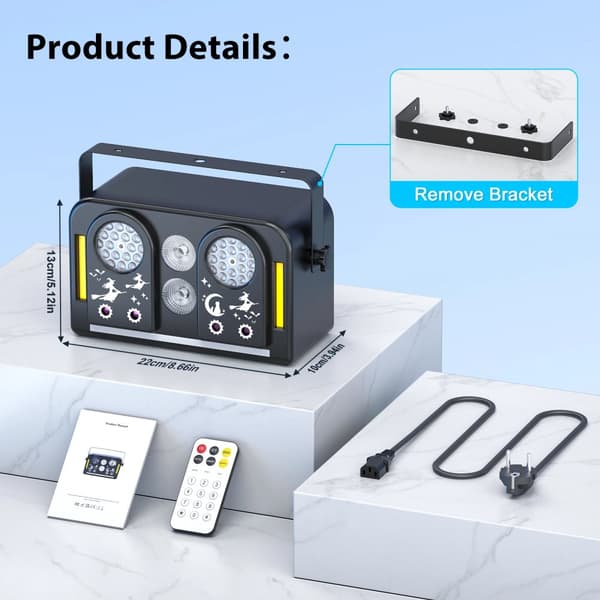 Scenebelysningseffekt, 36W strøm, DMX512 kontrol, multi-tilstand drift,Sort, EU Stik