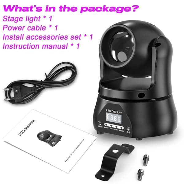 Beam Moving Head Light, RGBW Farvekilde, Flere Kontroltilstande,EU Stik, Sort