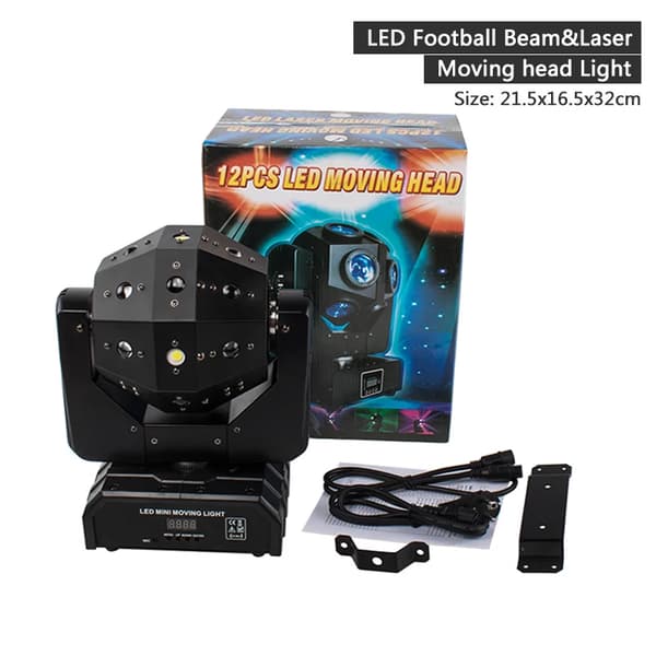 Bevægelseslys, DMX-kontrol, 18x12W strømforbrug, 60.000 timers levetid,EU-stik, Strålescanner 16X3W