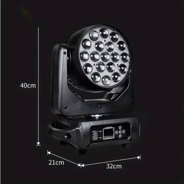 Zoom Wash Light, 19x15W LED, 540° panorering, 180° hældning,sort, EU stik