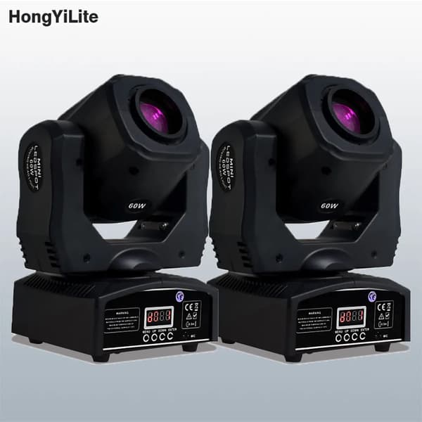 Bevægelseslys, 60W effekt, 9/11 DMX kanaler, 540/180 graders panorering/tilt,Sort, 2PCS EU Stik
