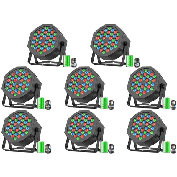 36LEDs Par Lys, Genopladelig, RGB Farveeffekter, Fjernbetjening,8PCS, EU stik