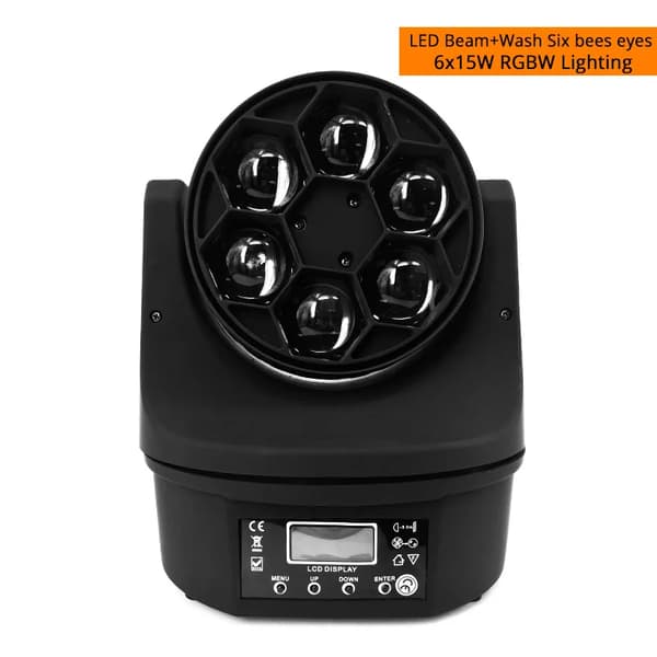 Scene Lys, 6x15W RGBW, DMX Kontrol, 90W Strømforsyning,EU stik, LED 6x15W RGBW