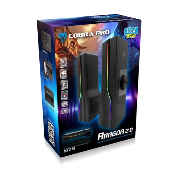 Głośniki soundbar z Bluetooth ARAGOR 2.0 MT3175 Gamingowe/2.0 lub soundbar/Line-in/Bluetooth 5.0/RGB/Jack 3,5/USB/RMS 8W/PMPO 320W
