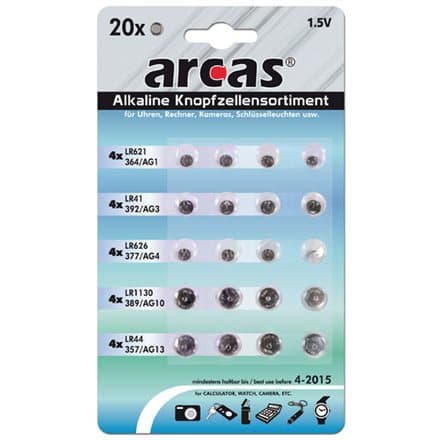 Baterijas AG komplekts 20 gab AG1/AG3/ AG4/AG10/AG13