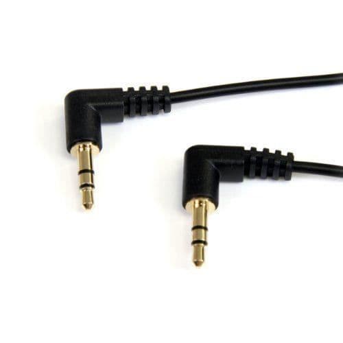 StarTech.com 1,8 m minijack 3,5 mm smal rätvinklig stereoljudkabel - vinklad minijack till vinklad minijack - M-M - svart