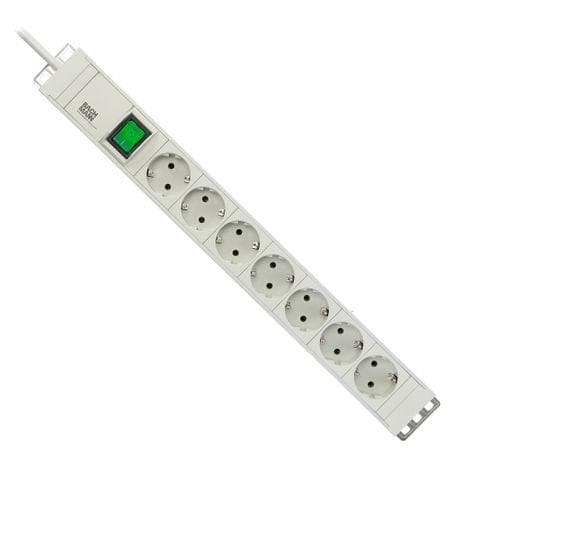 PDU BACHMANN, 1.5U pt. rack 19 inch, 7 prize Schuko, intrare Schuko, max 10 A, cablu 2 m, gri, "333.600" (timbru verde 2 lei)