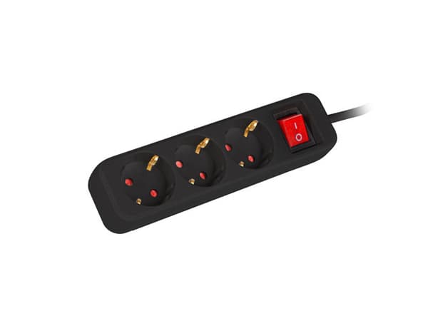Listwa przedłużacz 1,5m 3x230V  PS1-03F-0150-BK