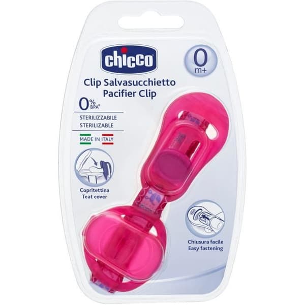 Nappklämma med nappskydd - CHICCO - x1 - Rosa
