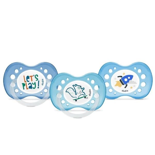 DODIE Anatomiska Nappar +18 månader BPA-fria, Resistenta - Let's Play/Ekorre/NATTRAKET - 3-pack