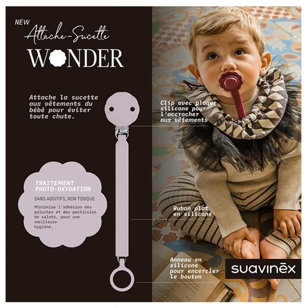 -Suavinex Attache Sucette Silikon Wonder (Modell: Lavendel)
