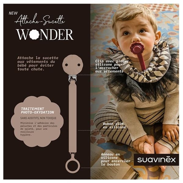 -Suavinex Attache Sucette Silicone Wonder (Modell: Brun)