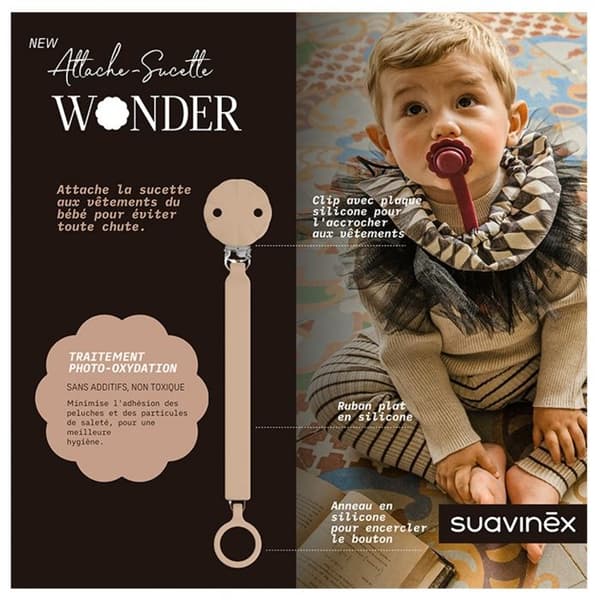 -Suavinex Attache Sucette Silicone Wonder (Modell: Taupe)