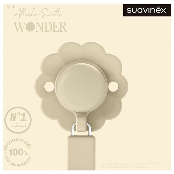 -Suavinex Attache Sucette Silicone Wonder (Modell: Ljusgrå)
