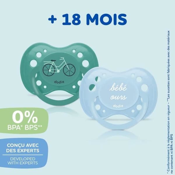 DODIE Anatomiske Sutter - Baby Bjørn - Pakke med 3 - +18 måneder - Modstandsdygtige og antiirriterende