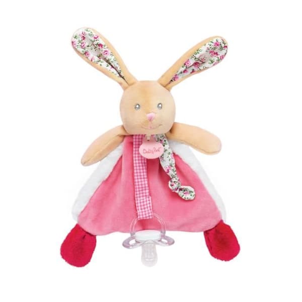 BABYNAT Doudou nappklämma RABBIT POUPI - 100% polyester - 17 cm - Rosa