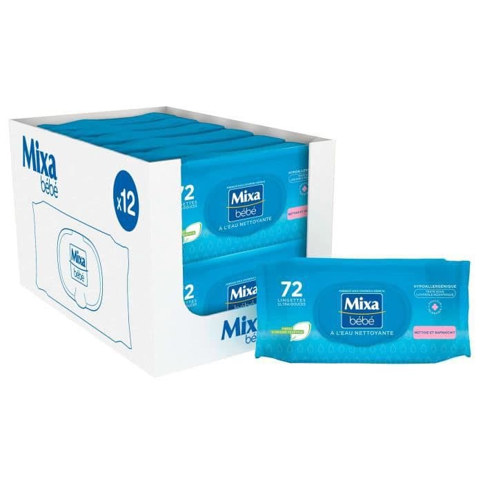 MIXA BABY Rensevandservietter - 864 Wipes (12 partier af 72)