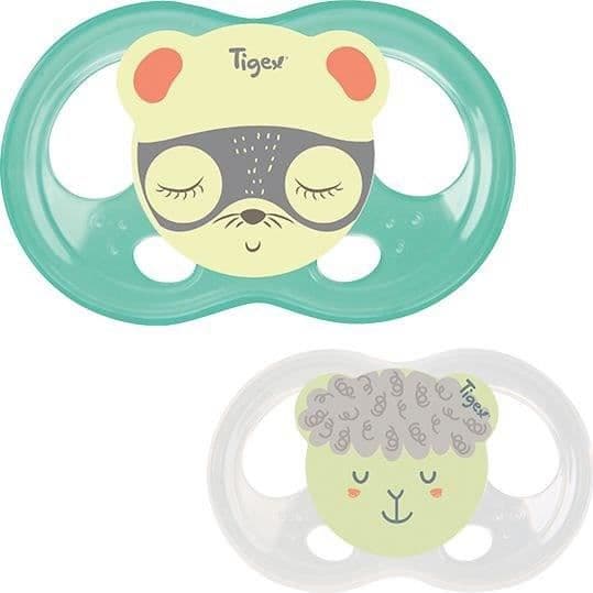 TIGEX 2 SOFT TOUCH NIGHT Silikon Soothers + 18m PHOSPHO