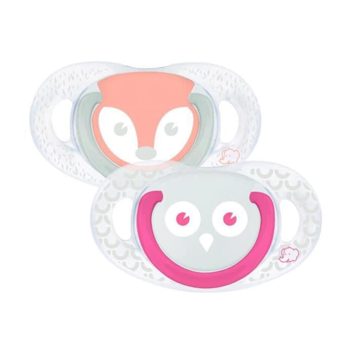BABY CONFORT Luonnollinen fysiosilikonitutti - Pöllö ja kettu - 6/18 kuukautta - Pakkaus 2