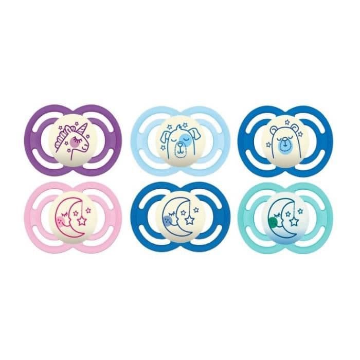 MAM Perfect Nuit Pacifier - 6 + m - Decor - Silikone - Sterilisationsboks X2