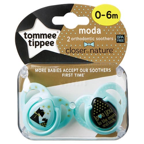 Tommee Tippee Napp 0-6m. Moda Twin-Pack - Turkos