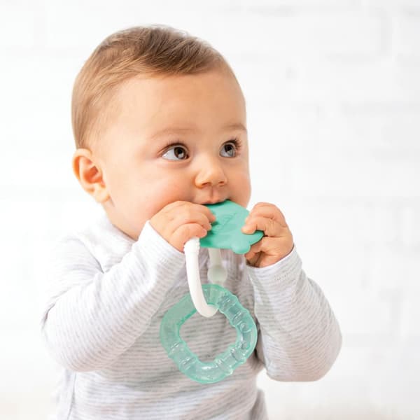 Nattou Soft Silicone Bitring med kyldel, Grön Björn