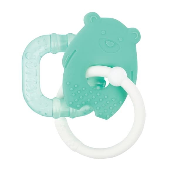 Nattou Soft Silicone Bitring med kyldel, Grön Björn
