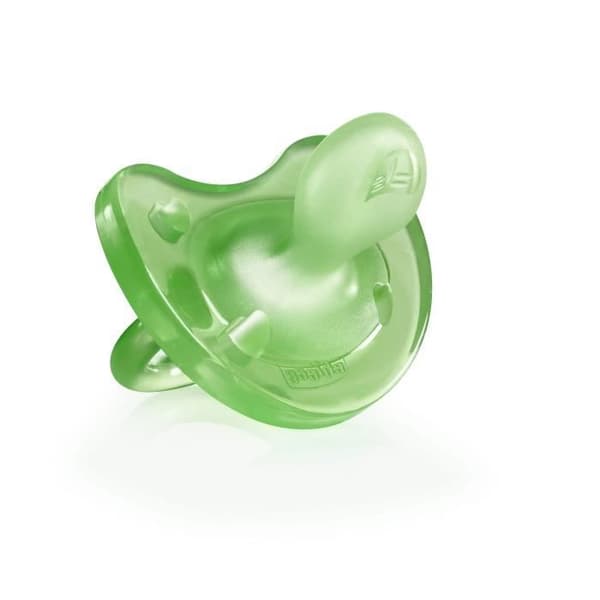 CHICCO Physio Soft "all silikon" napp - Random grön eller lila - 6-12m - Blister