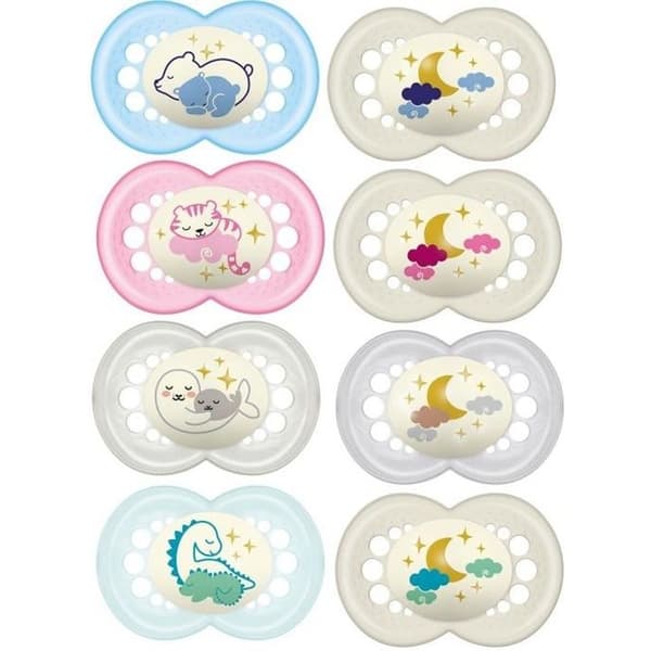MAM Original Anatomic Night Napp +18m Moon Bear Set med 2 + steriliseringslåda