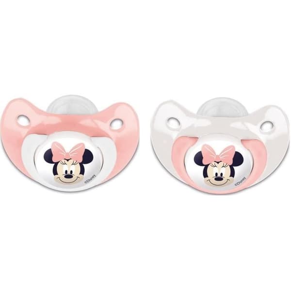 Förpackning med 2 nappar - THERMOBABY - Ortodontisk silikon - Med skyddsklipp - 0-6 månader - Minnie
