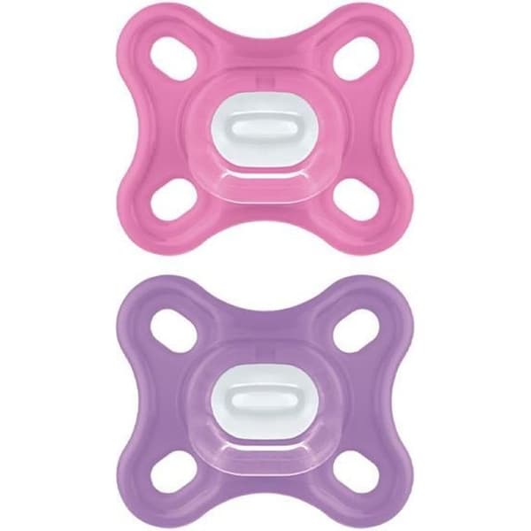 MAM Comfort Fysiologisk Napp +0m Rosa Set om 2 + Förvaringslåda
