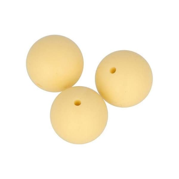 Set med runda silikonpärlor - 15 mm - Gul - 3 st