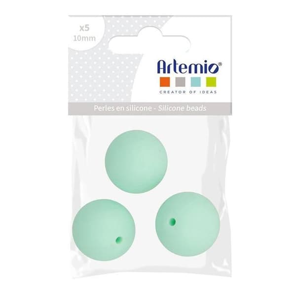 Set med runda silikonpärlor - 15 mm - Vattengrön - 3 st