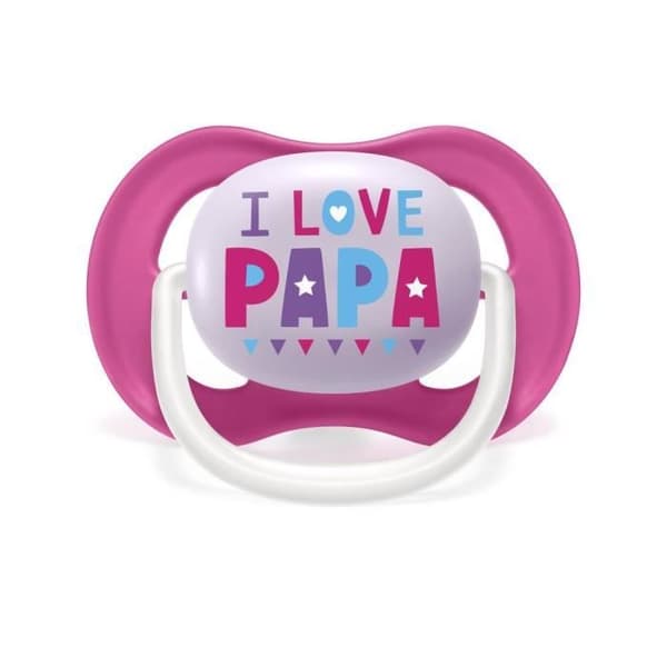PHILIPS AVENT Set med 2 trendiga Ultra aYnrYnes nappar 6-18 månader I Love Papa MontgolfiYore