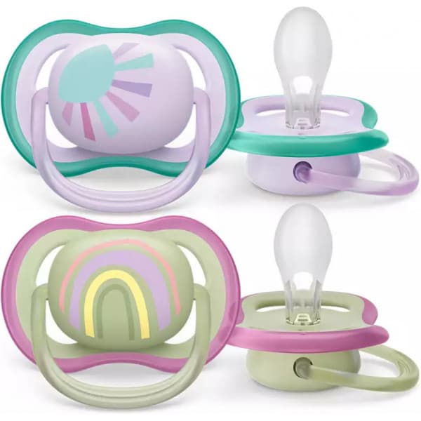 Philips Avent SCF085/59 Ultra Air -sutter 0-6 måneder, 2 stk, regnbue