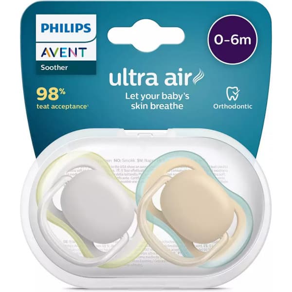 Philips Avent SCF349/01 Ultra Air -sutter 6-18 måneder, 2 stk, beige