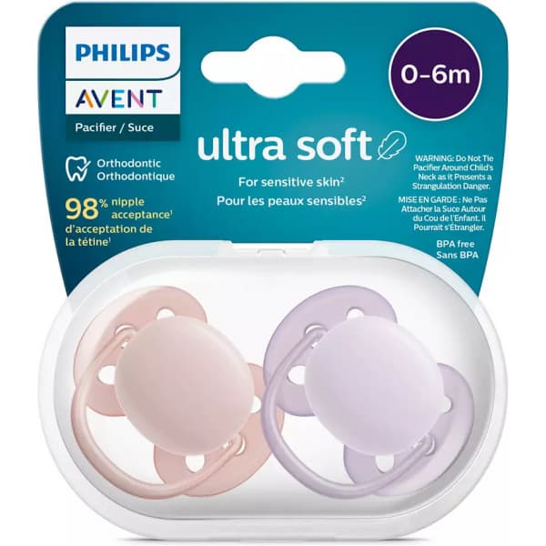 Philips Avent SCF091/31 Ultra Soft -sutter, 0-6 måneder, 2 stk, lilla