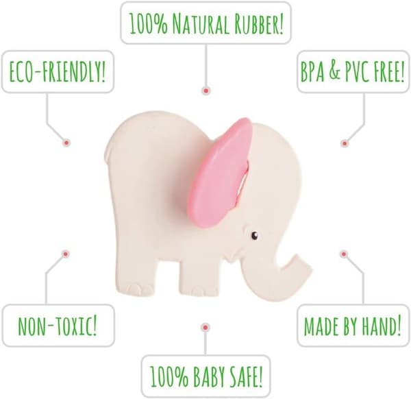 LANCO Pink Elephant Teething Ring - Från födseln - Vit - Tjej - Naturgummi - 9,5x1,5x6 cm