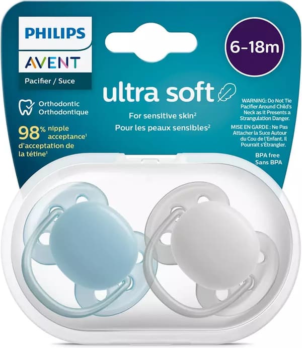 Philips Avent SCF091/17 Ultra Soft -tutit, 6-18 kk, 2 kpl, sinertävä