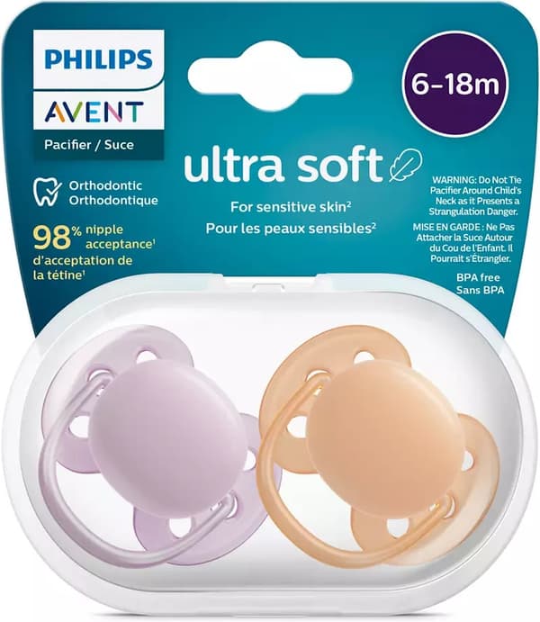 Philips Avent SCF091/33 Ultra Soft -tutit, 6-18 kk, 2 kpl, punertava