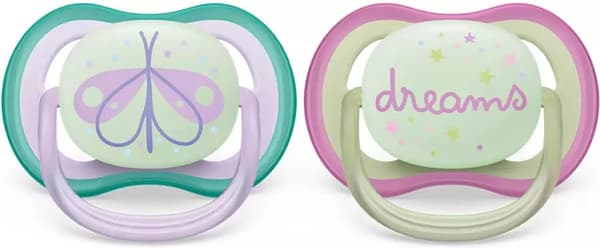 Philips Avent SCF376/19 Ultra Air nattnapp 0-6 månader, 2 delar, fjäril
