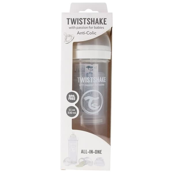 Twistshake anti-kolik nappflaska - 330 ml - BPA-fri - 4+ månader - Vit