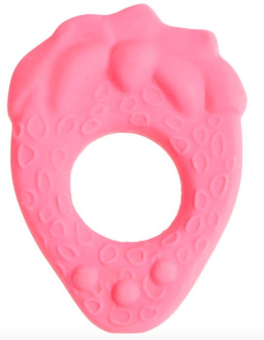 LANCO Strawberry tandring - Från födseln - Rosa - Girl - Naturgummi - 6,5x1,5x10 cm