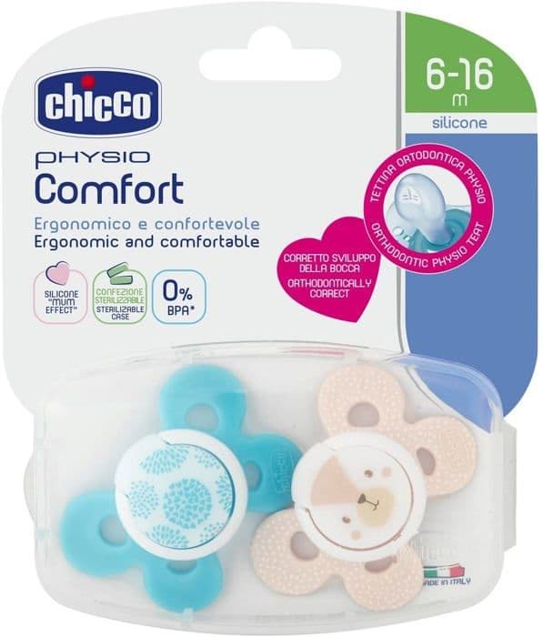 Chicco Napp - 74933210000 - Physio Comfort silikonnapp - Blå - 6-16m