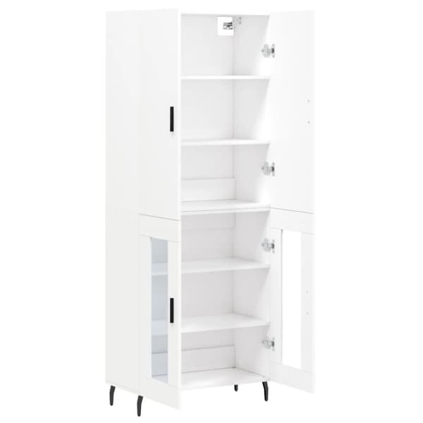 Högskåp vit 69,5x34x180 cm konstruerat trä