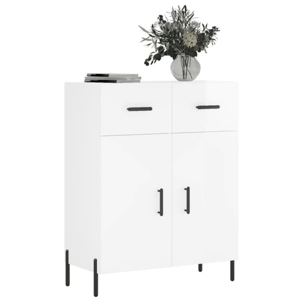 Skänk vit högglans 69,5x34x90 cm konstruerat trä