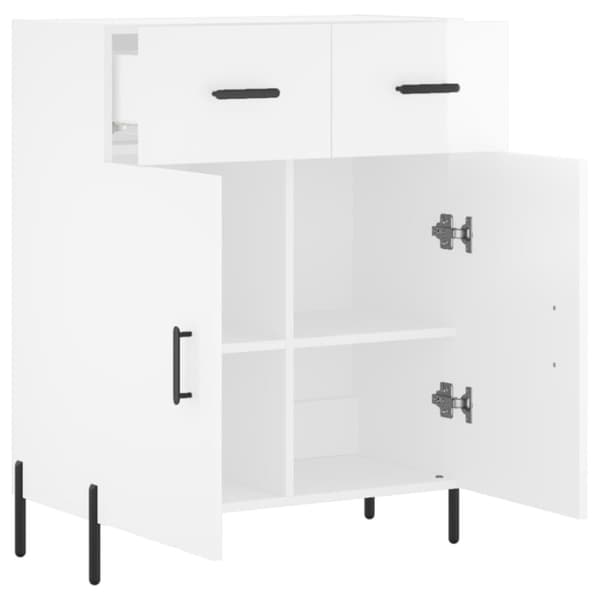 Skänk vit högglans 69,5x34x90 cm konstruerat trä