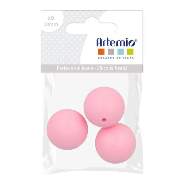 Set med runda silikonpärlor - 15 mm - Rosa - 3 st
